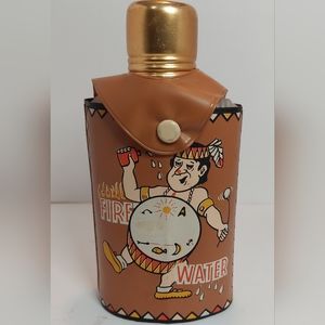 VINTAGE FIRE WATER "DRUNK INJUN" SOUVENIR DRINKING FLASK 1950S